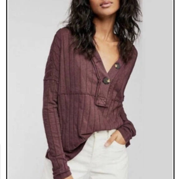 We The Free In The Mix Magic Berry Henley Top - Picture 2 of 10